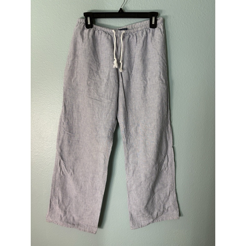 Brandy Melville Anastasia Pinstripe Pants Cotton Linen Blend Wide Leg Striped